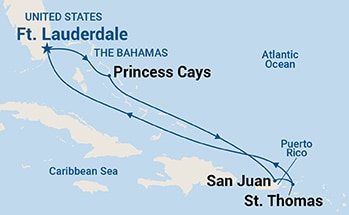 7-Day Eastern Caribbean with Puerto Rico Itinerary Map
